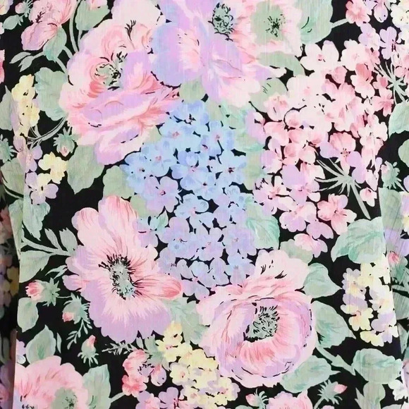 Victoria's Secret Gold Label Size P/S rose/black floral button down short sleeve - Picture 10 of 15